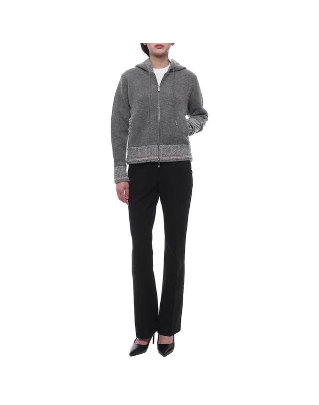 톰브라운 24FW 여성 울 플리스 후드집업 (FJT349A J0100 055 24F) 착용컷