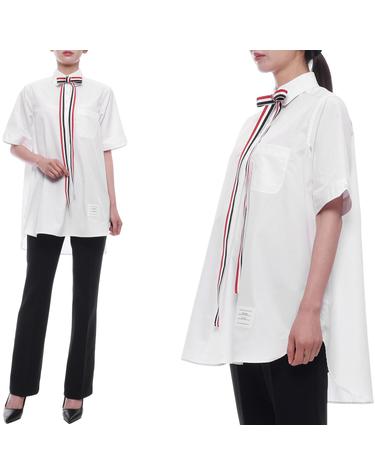 25SS 여성 RWB 보우 타이 블루종 반팔 셔츠 (FTU371G 03113 100 25S)