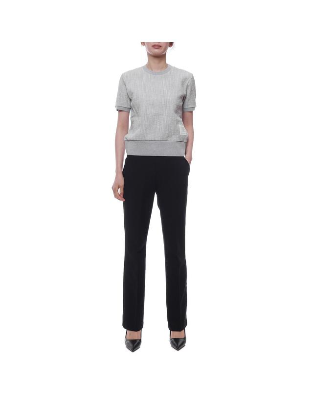 톰브라운 25SS 여성 코튼 트위드 반팔티셔츠 (FJS206A J0194 065 25S) 착용컷