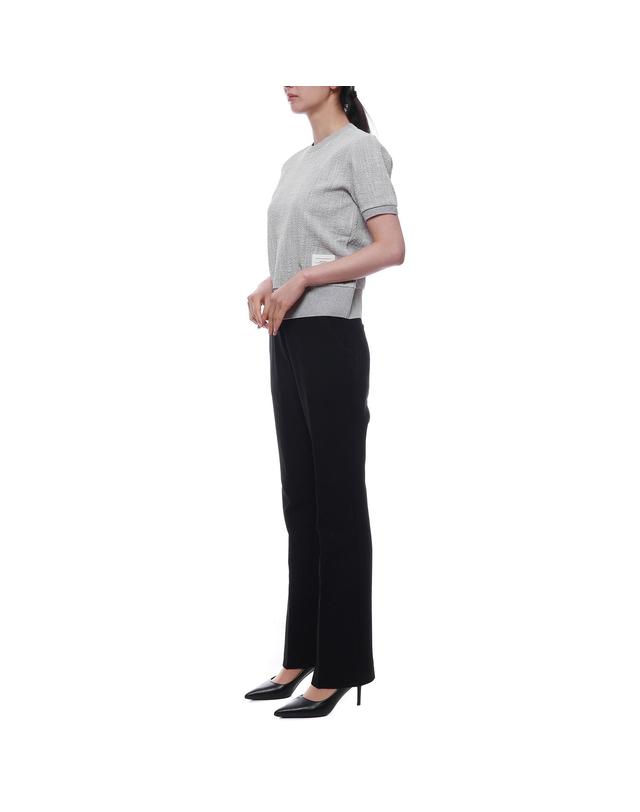 톰브라운 25SS 여성 코튼 트위드 반팔티셔츠 (FJS206A J0194 065 25S) 착용컷