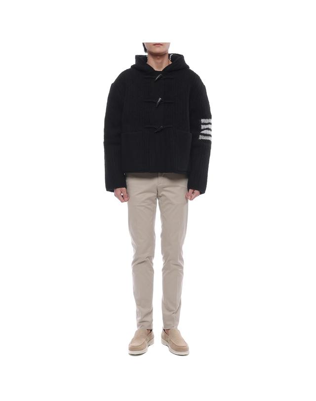 톰브라운 25FW 남성 사선 인타르시아 더플 숏 코트 (MKJ137A Y1054 001 25F) 착용컷