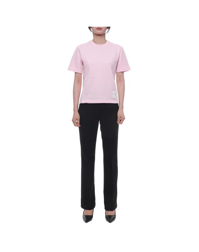 톰브라운 26SS 여성 사선 스트라이프 반팔티셔츠 (FJS207A 00050 680 26S) 착용컷
