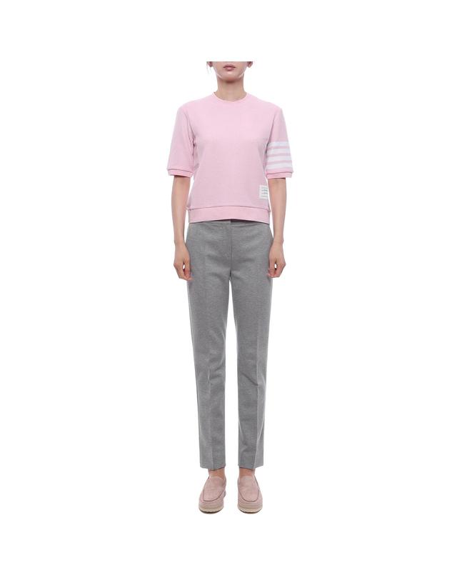 톰브라운 26SS 여성 사선 스트라이프 반팔티셔츠 (FJS222A J0248 680 26S) 착용컷