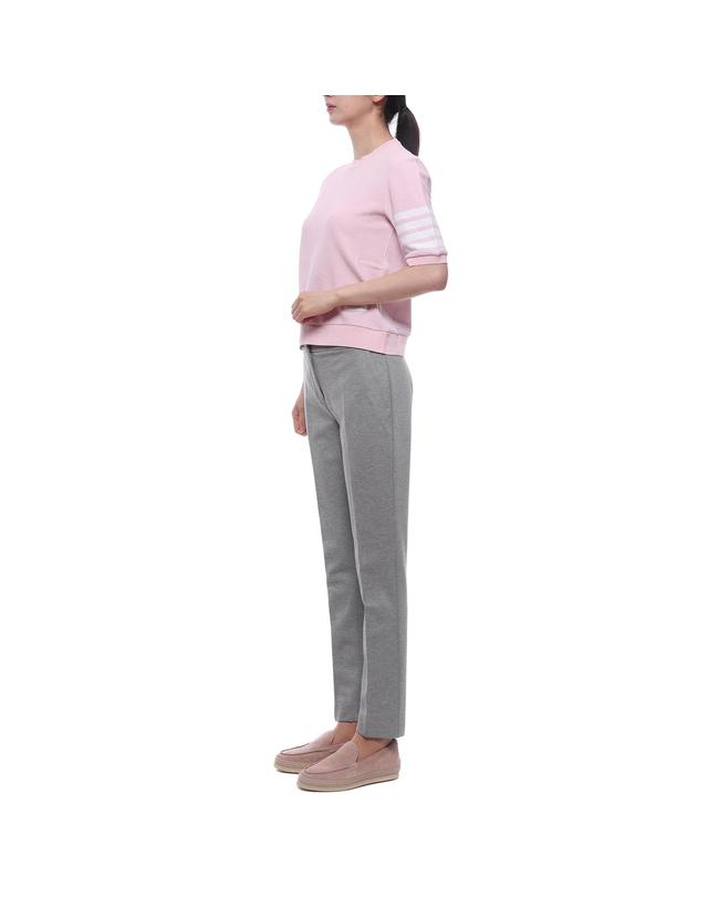 톰브라운 26SS 여성 사선 스트라이프 반팔티셔츠 (FJS222A J0248 680 26S) 착용컷