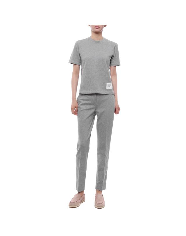 톰브라운 26SS 여성 사선 스트라이프 반팔티셔츠 (FJS207A 00050 055 26S) 착용컷