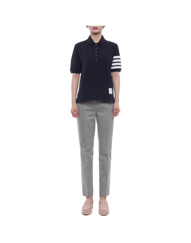 톰브라운 26FW 여성 사선 스트라이프 폴로 반팔티셔츠 (FJP052G 07976 415 26F) 착용컷