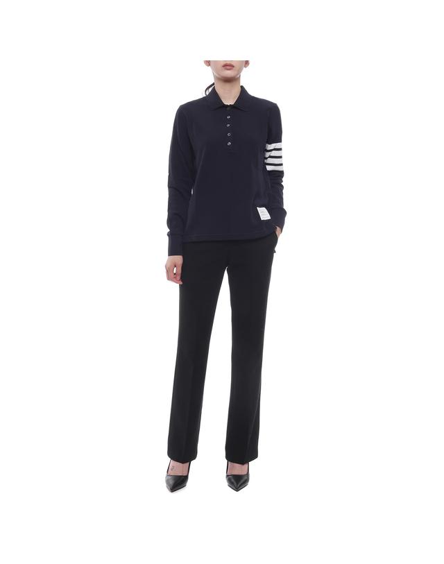 톰브라운 26FW 여성 사선 스트라이프 폴로 긴팔티셔츠 (FJP053G 07976 415 26F) 착용컷