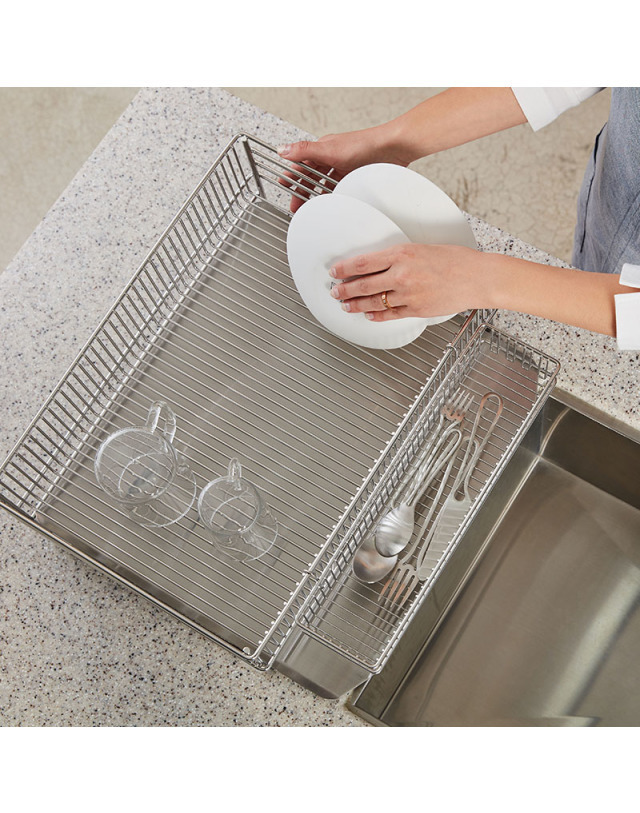 밧드야 밧드야 18-8 풀스텐 식기건조대 (A형 식기건조대 NEW+풀스텐수저통) 실버 착용컷