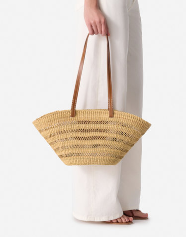 다크와인 라피아 PANIER PM백