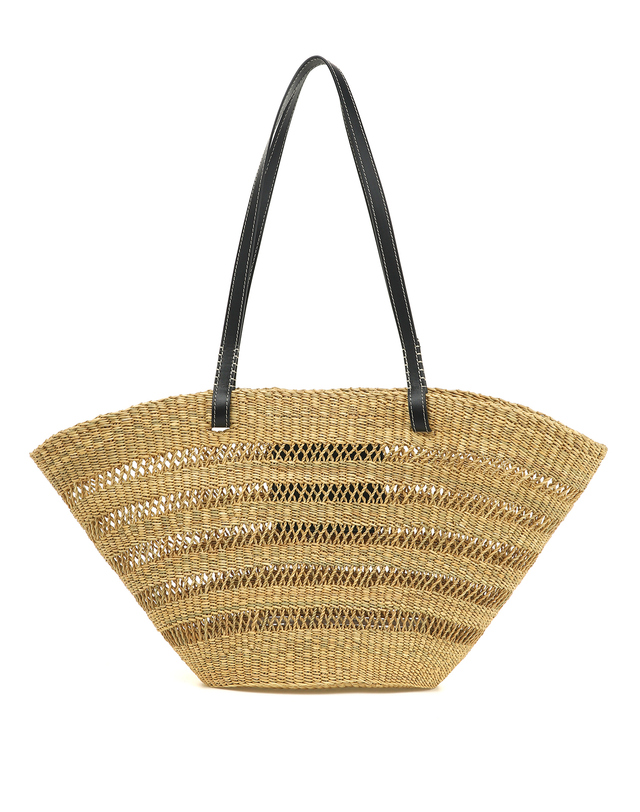 바네사브루노 블랙 라피아 PANIER GM백 착용컷