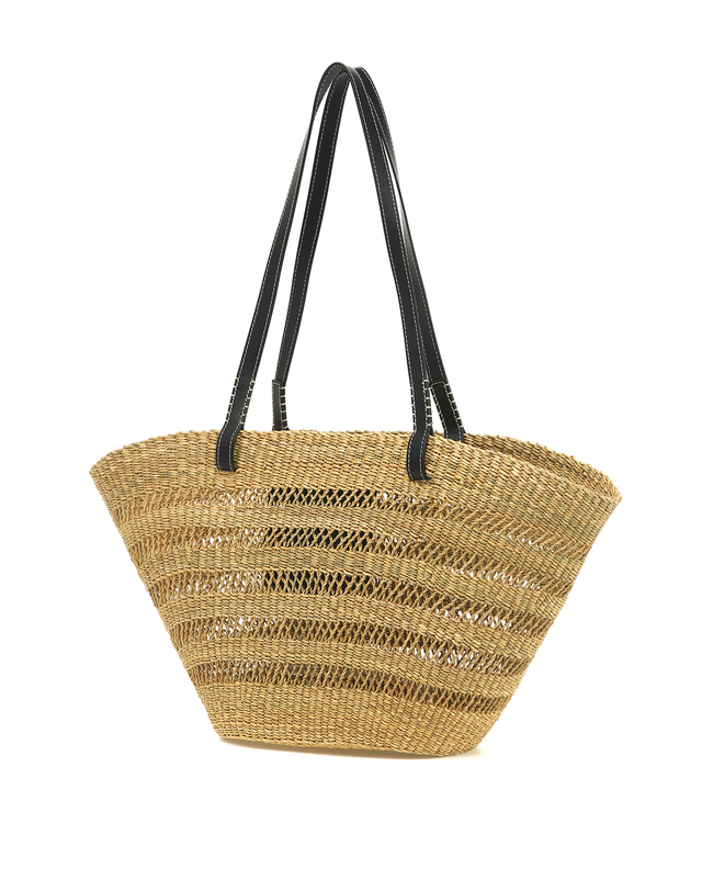 바네사브루노 블랙 라피아 PANIER GM백 착용컷