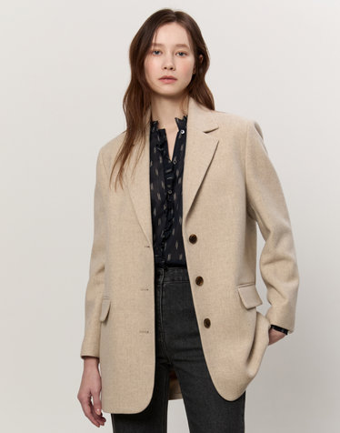 라이트베이지 울 투톤 긴팔자켓