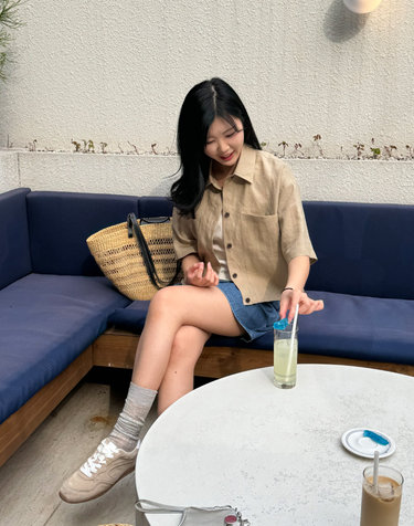 [백화점BEST]베이지 린넨 크롭 자켓
