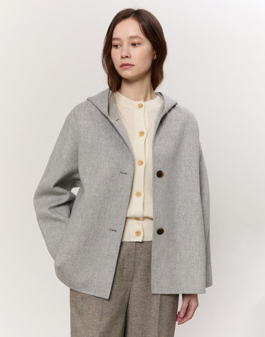[인기 급상승] 라이트그레이 투톤 울캐시 후드 점퍼