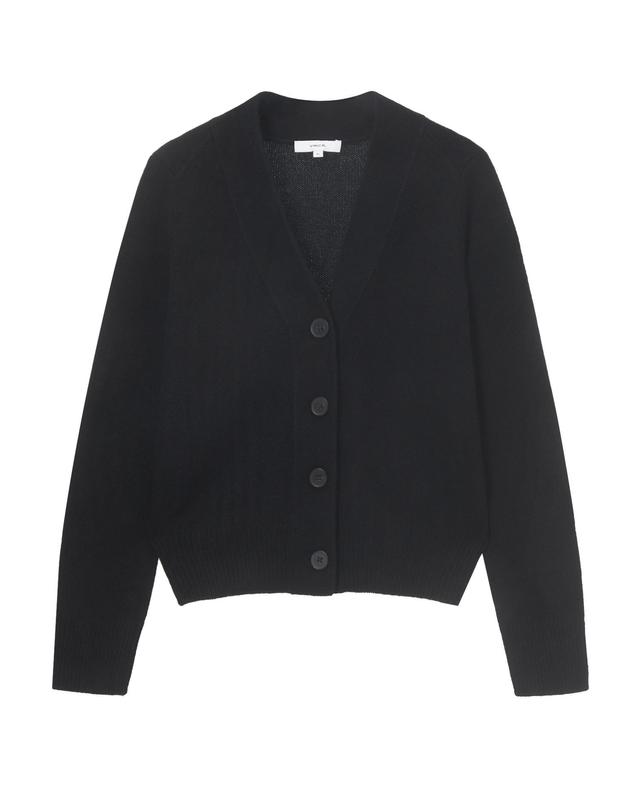 빈스 여성 [SHRUNKEN BUTTON CARDIGAN] 블랙 슈렁큰 버튼 가디건 착용컷