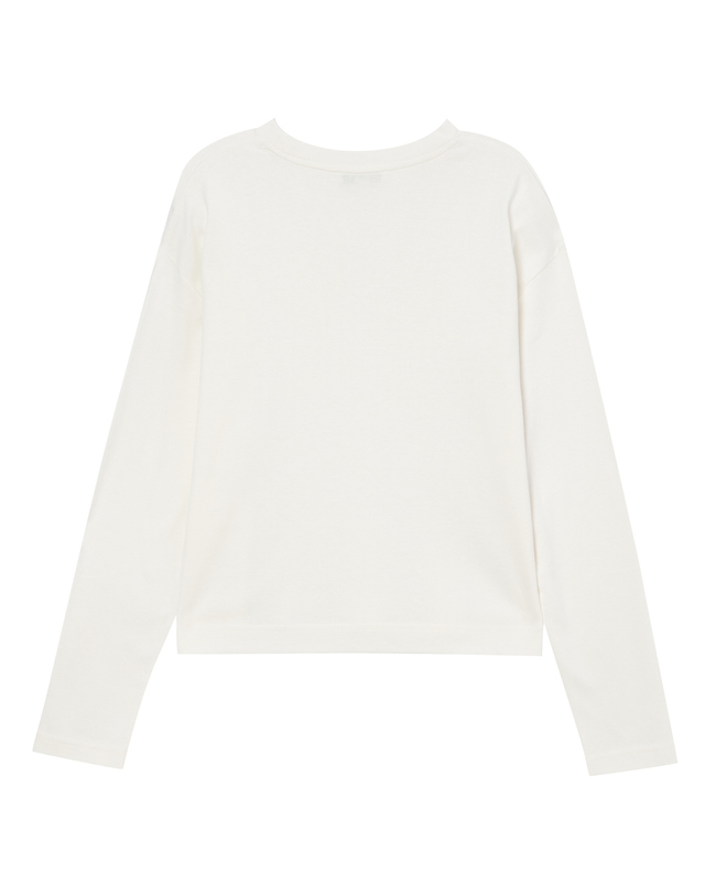 빈스 여성 화이트 단색 면 긴팔티셔츠 흰색 착용컷