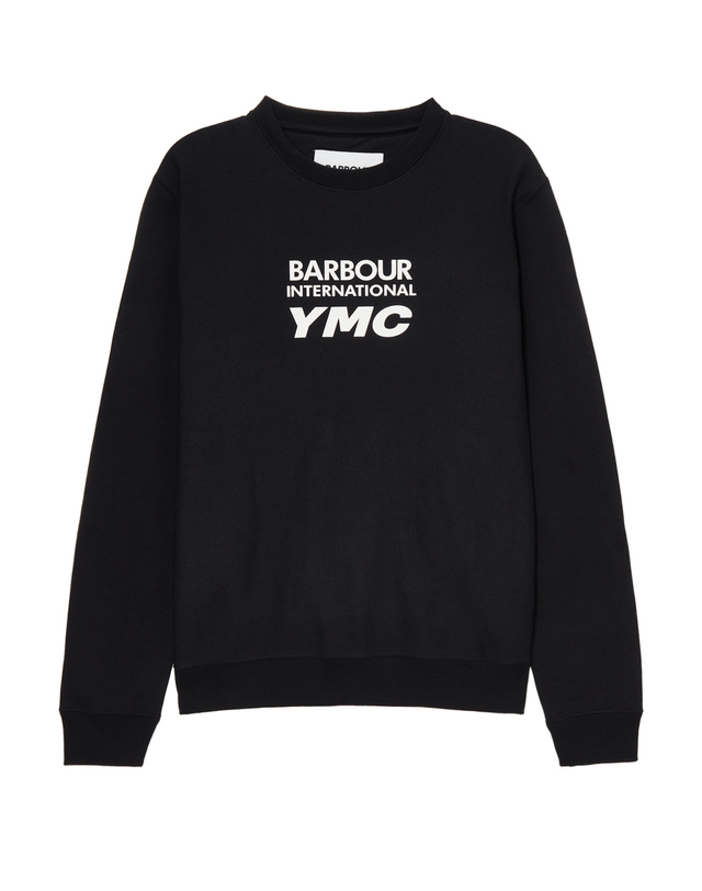 바버 [Barbour X B.Intl YMC] 남성 블랙 Albourne 크루넥 스웻셔츠 착용컷