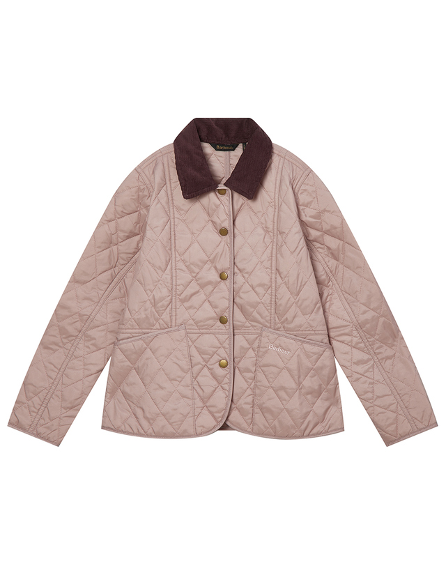 바버 [Barbour Kids] 바버 키즈 핑크 Summer Liddesdale 퀼팅 자켓 착용컷
