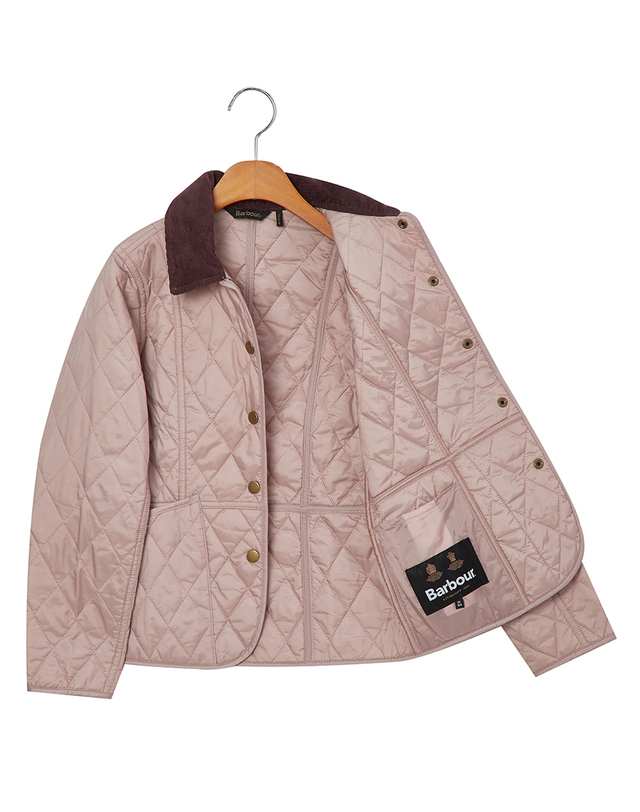 바버 [Barbour Kids] 바버 키즈 핑크 Summer Liddesdale 퀼팅 자켓 착용컷
