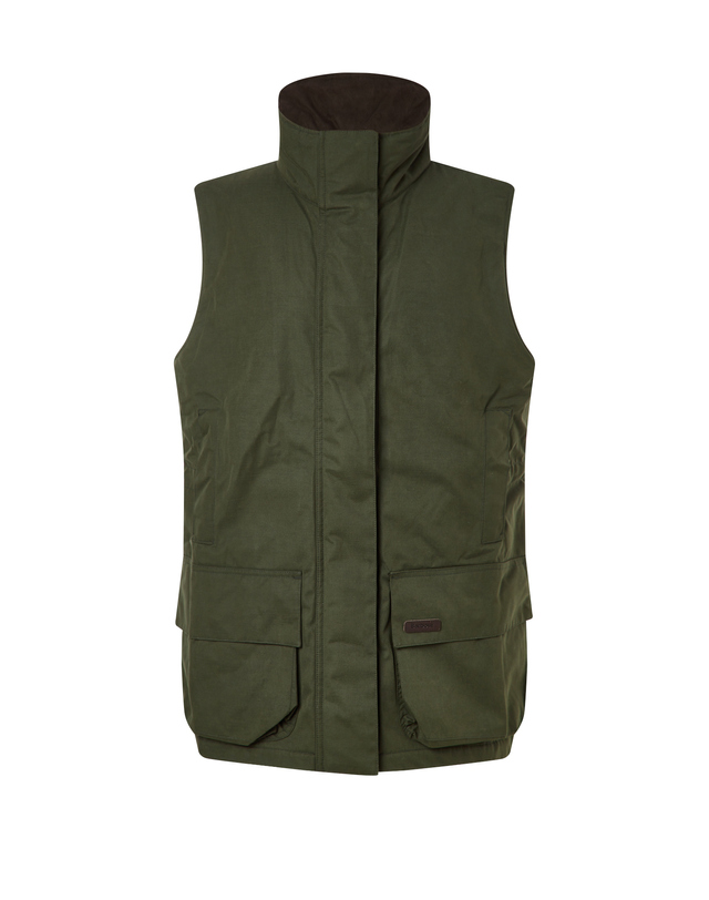 바버 여성 카키 Beaconsfield Gilet 베스트 진한 연두 착용컷