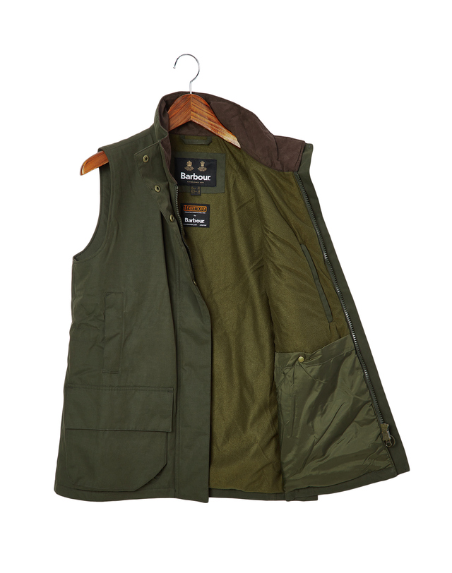 바버 여성 카키 Beaconsfield Gilet 베스트 진한 연두 착용컷
