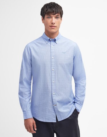 남성 블루 Crest Poplin 테일러드 셔츠