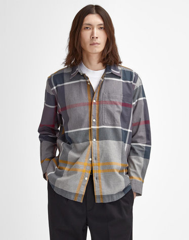 남성 그레이 Renford OS 타탄 셔츠