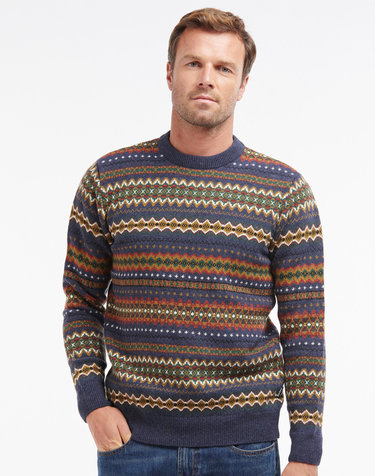 남성 네이비 Case Fair Isle 크루넥 니트