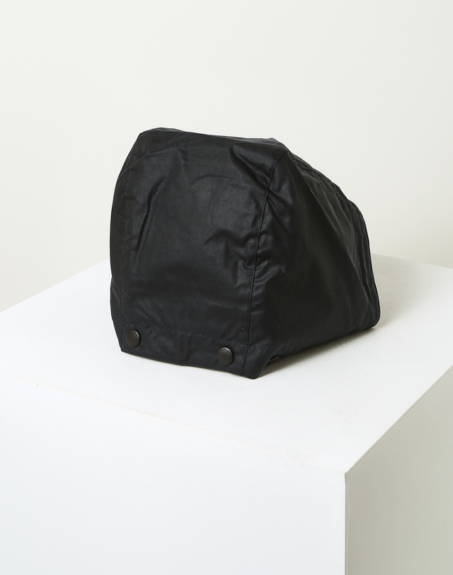 바버 남성 네이비 Waxed Cotton 후드 착용컷