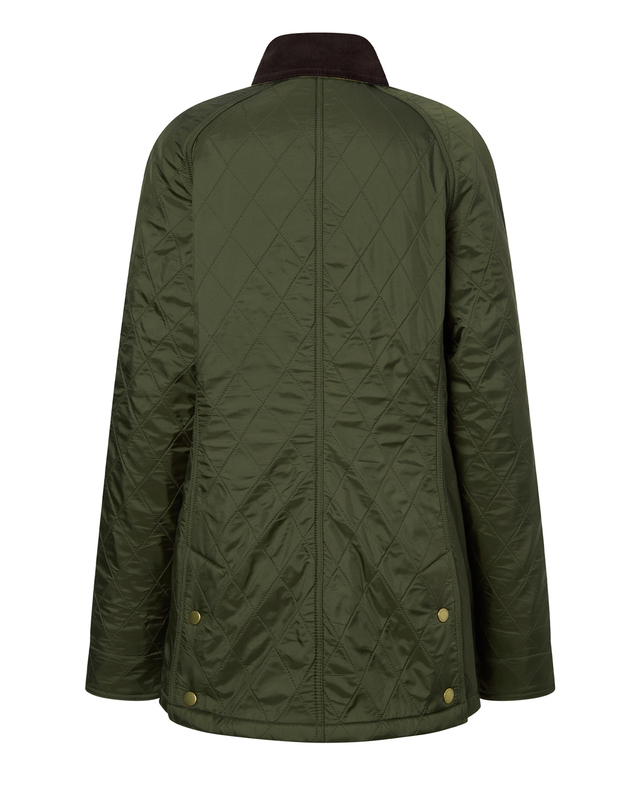 바버 여성 카키 Beadnell Polarquilt 비드넬 폴라퀼트 자켓 진한 연두 착용컷