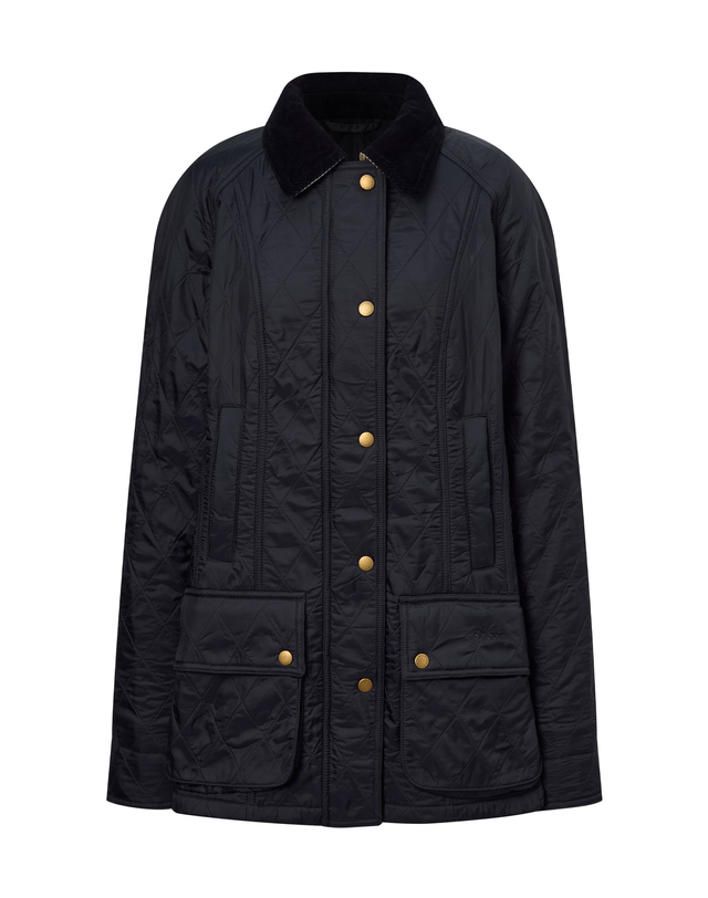 바버 여성 네이비 Beadnell Polarquilt 비드넬 폴라퀼트 자켓 착용컷