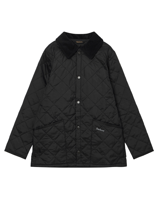 바버 [Barbour Kids] 키즈 블랙 Liddesdale 퀼팅 자켓 착용컷