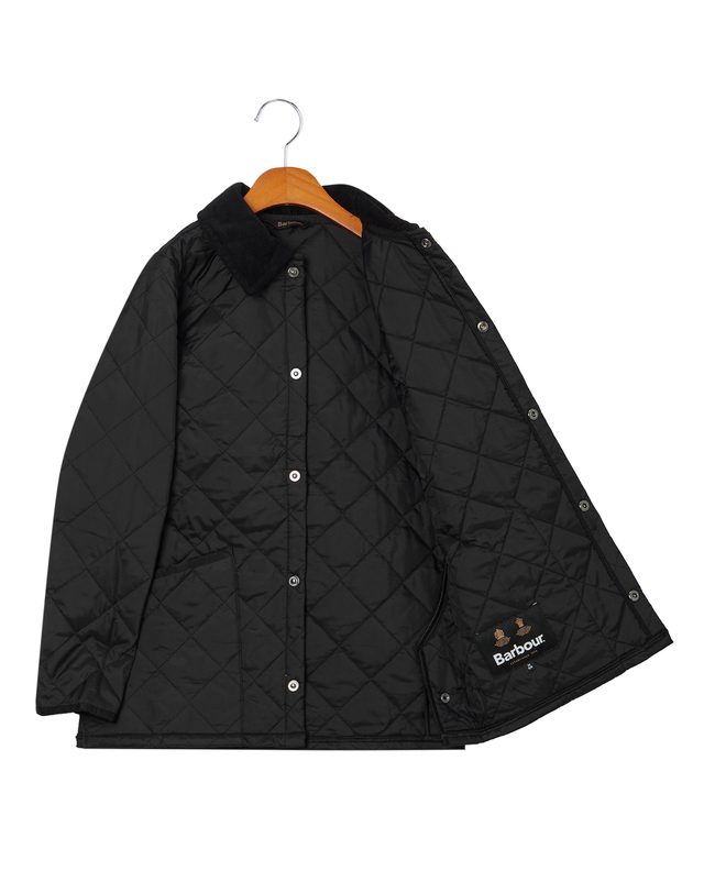 바버 [Barbour Kids] 키즈 블랙 Liddesdale 퀼팅 자켓 착용컷