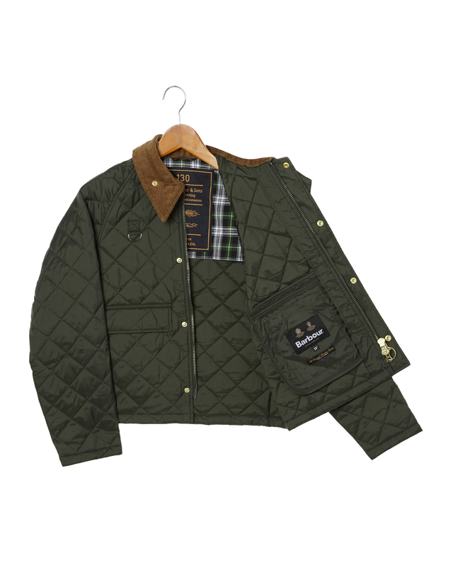 바버 [Barbour130주년] 남성 카키 130th Anniversary Spey 스페이 퀼팅 자켓 진한 초록 착용컷