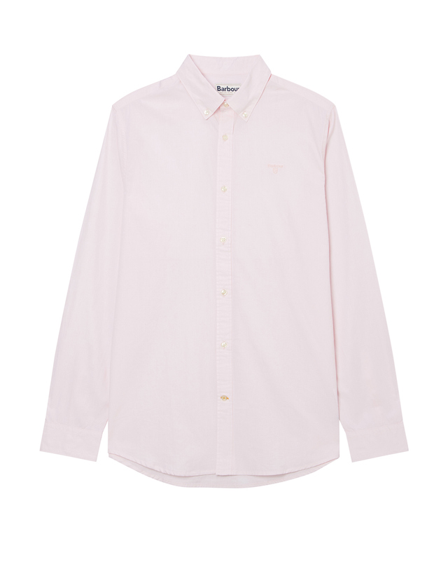 바버 남성 핑크 Crest Poplin 테일러드 셔츠 착용컷
