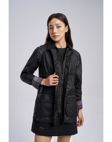 여성 블랙 Beadnell 비드넬 왁스 자켓