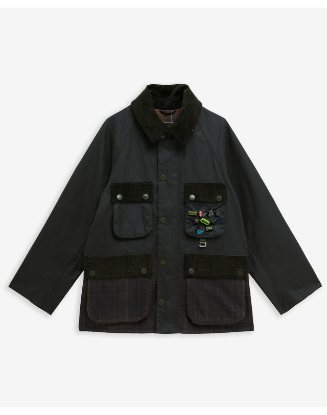 바버 [BEST SALE][Barbour X Crocs] 남성 카키 OS Bedale 왁스 자켓 진한 초록 착용컷