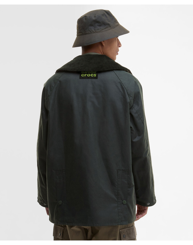 바버 [BEST SALE][Barbour X Crocs] 남성 카키 OS Bedale 왁스 자켓 진한 초록 착용컷