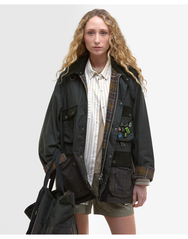 바버 [BEST SALE][Barbour X Crocs] 남성 카키 OS Bedale 왁스 자켓 진한 초록 상세