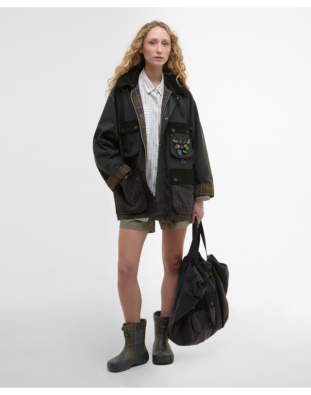 바버 [BEST SALE][Barbour X Crocs] 남성 카키 OS Bedale 왁스 자켓 진한 초록 상세