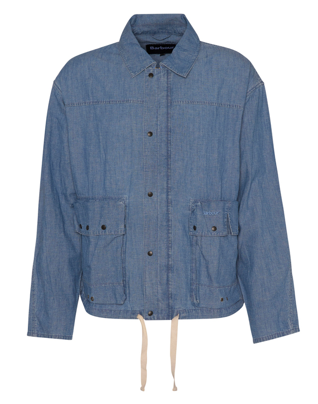 바버 [BEST SALE]남성 블루 Duham Chambray 캐주얼 자켓 착용컷