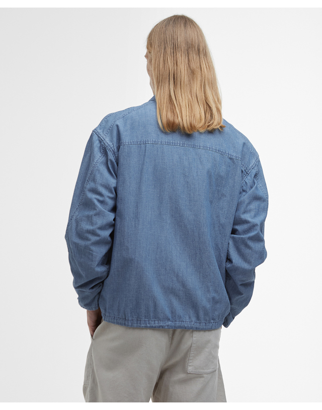 바버 [BEST SALE]남성 블루 Duham Chambray 캐주얼 자켓 착용컷
