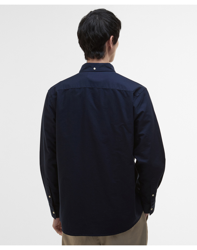 바버 남성 네이비 Dunand OS Fit 옥스포드 셔츠 착용컷