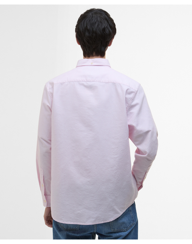 바버 남성 핑크 Striped Dunand OS Fit 옥스포드 셔츠 착용컷