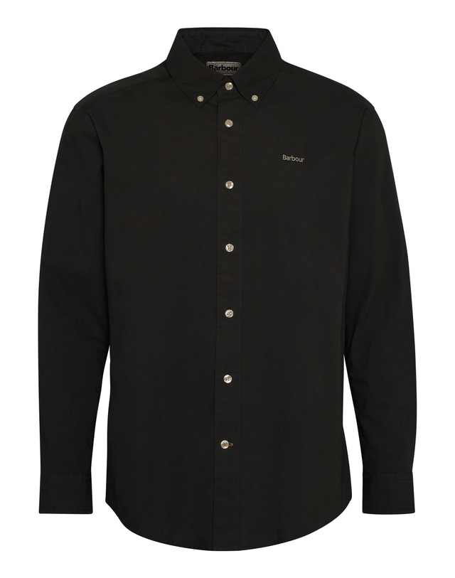 바버 남성 블랙 Garment Dyed Poplin OS Fit 셔츠 착용컷