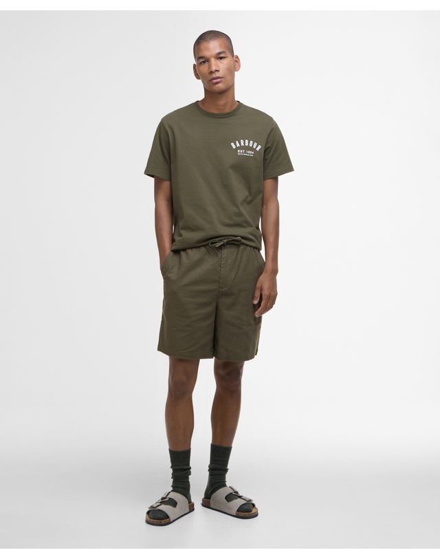 바버 남여공용 올리브 Preppy 티셔츠 진한 연두 착용컷
