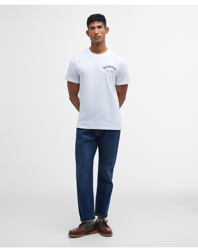 바버 남여공용 화이트 Preppy 티셔츠 흰색 착용컷