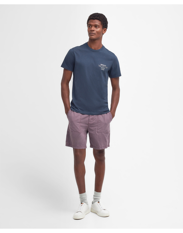 바버 남여공용 네이비 Hickling Tailored Fit 티셔츠 착용컷