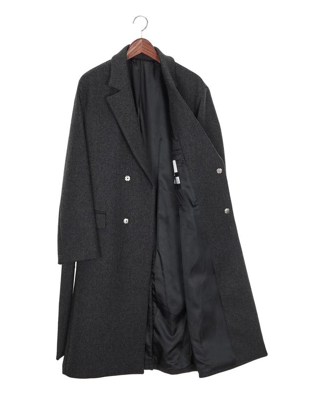 핸즈인더포켓 핸즈 인 더 포켓 [MEN] UNI ROBE COAT GRAY 그레이 착용컷