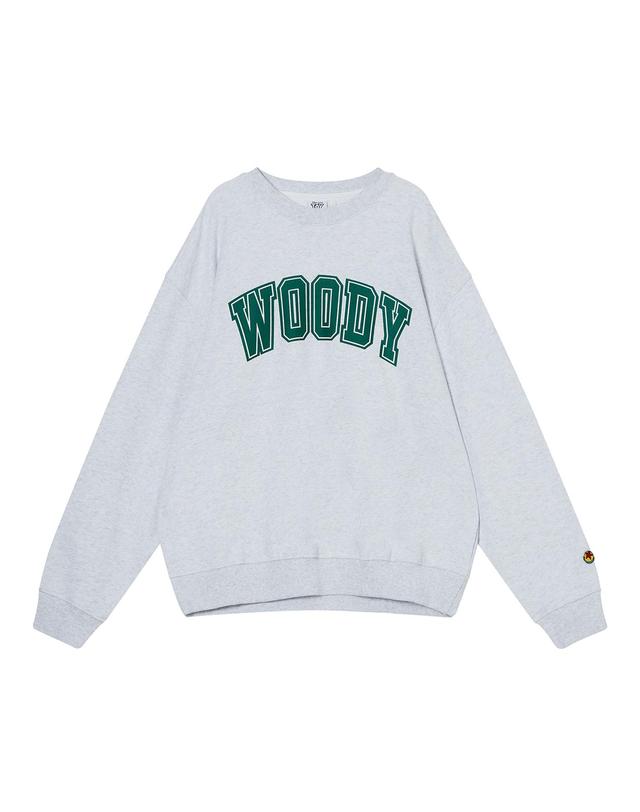핸즈인더포켓 핸즈 인 더 포켓 [토이스토리] WOODY ARCH LOGO SWEATSHIRTS_WHITE MELANGE 밝은 그레이 착용컷